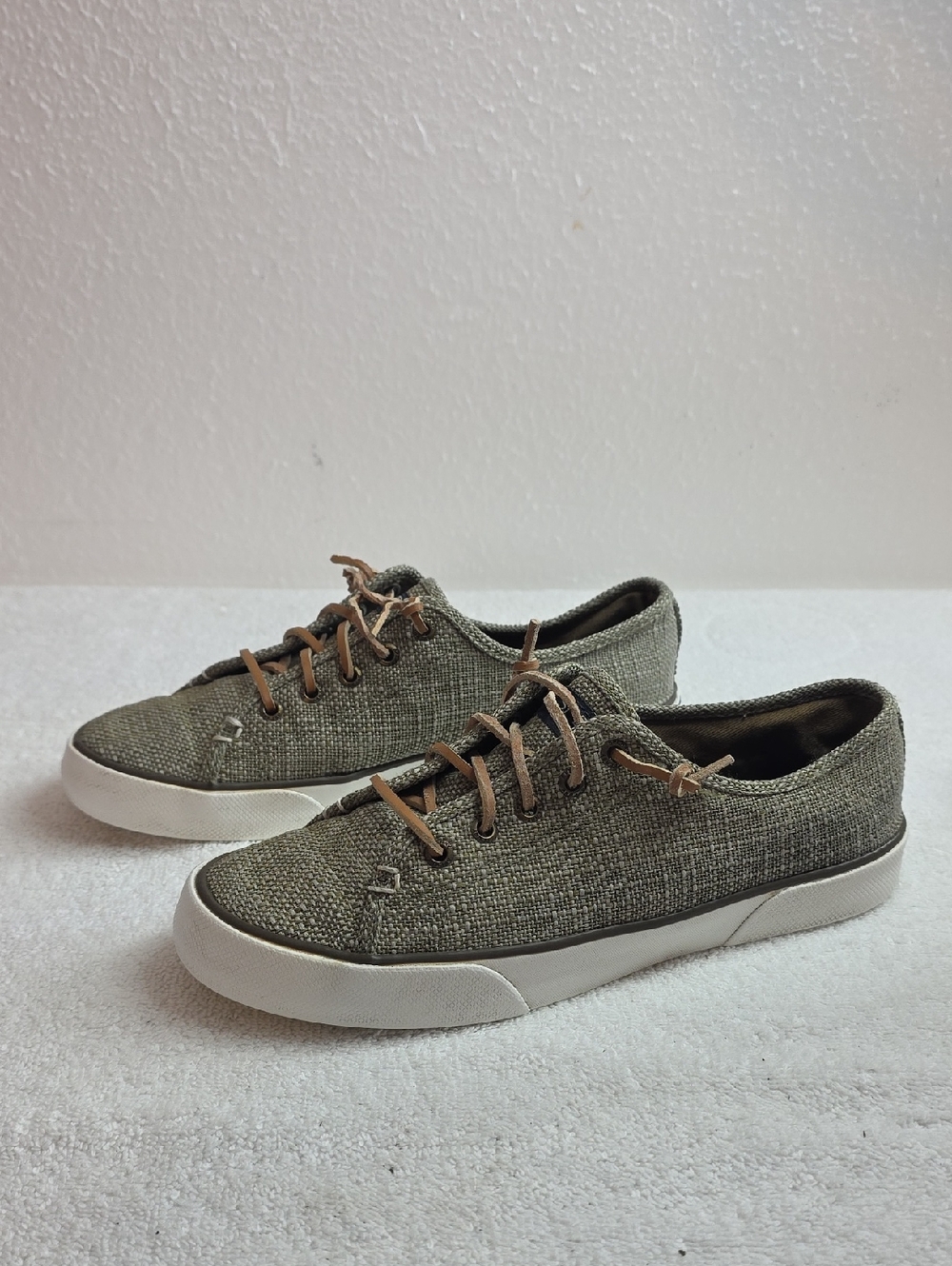 Sperry Top Sider Womens 7.5 SeaCoast Waxy Fashion Sneakers Leather Laces In Guc